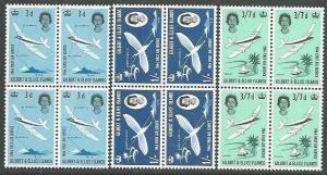 GILBERT & ELLICE IS 1964 Air service set blocks of 4 MNH..................64847A