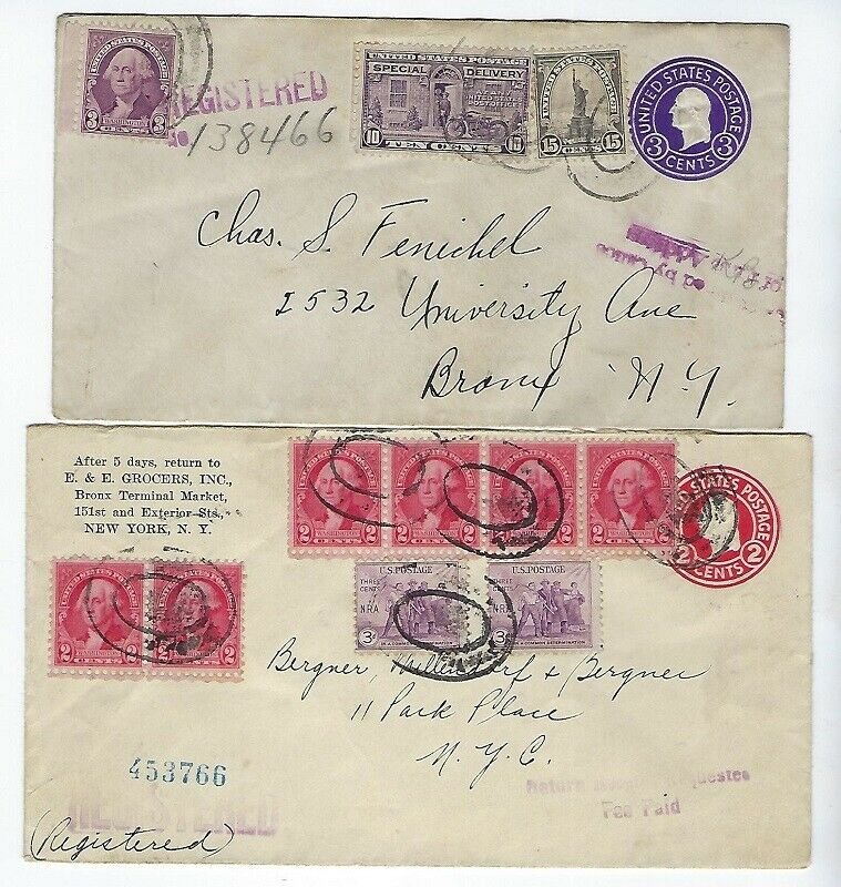 4 INTERESTING REGISTERED MAIL COVERS FROM THE 1930s - Q164