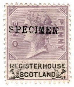 (I.B) QV Revenue : Register House Scotland 1d (1879) specimen