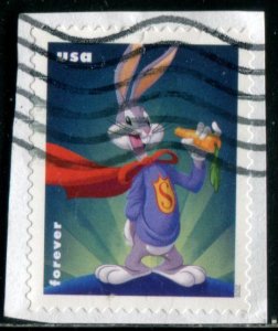 5501 US (55c) Bugs Bunny 80th Anniv SA,  used on paper