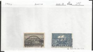 NETHERLANDS 1934 SHIPS 202-3 VFU