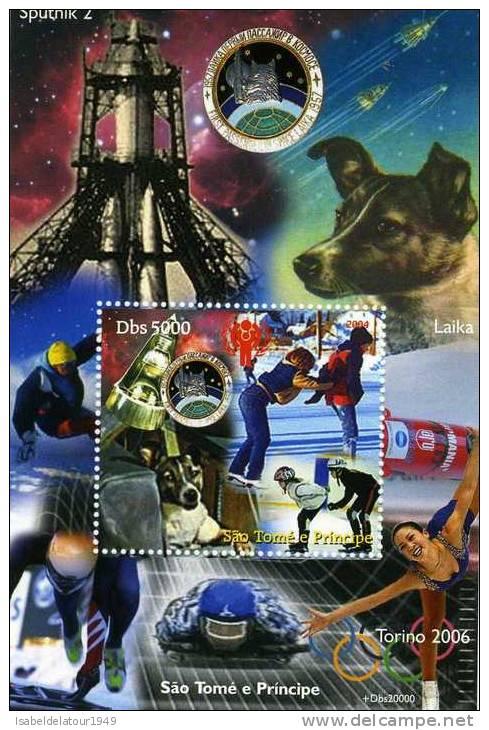 Sao Tome & Principe 2004 SPACE LAIKA DOG-SPUTNIK 2 s/s Perforated Mint (NH)