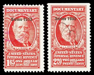 Scott R635, R637 $1.65 & $2.20 1953 Dated Red Revenues Used Fine+ Cat $10.50