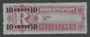 LIBERIA F9 REGISTRATION STAMP  MINT HINGED OG * NO FAULTS VERY FINE! - NNV