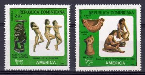 Dominican Republic 1989 Sc#1065/1066 UPAE AMERICA Pre-Columbian Artifacts MNH