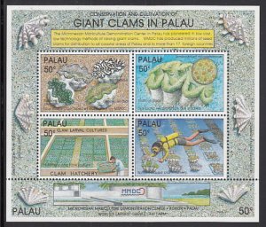 Palau 1991 MNH Sc 294 Sheetlet of 5 50c Giant Clams in Palau