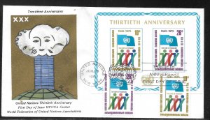 United Nations NY 260-262 30th UN WFUNA Cachet FDC First Day Cover