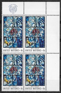 UN-NY # 180 Art at UN: Chagall Window   M.I. block - UR   (1)  Mint NH