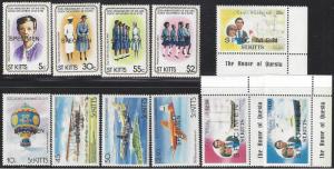 St. Kitts various mint specimen stamps six sets