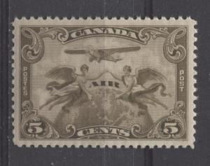 Canada #C1 5c Olive Brown 1928 Scroll Issue Airmail No Mesh VF-84 OG