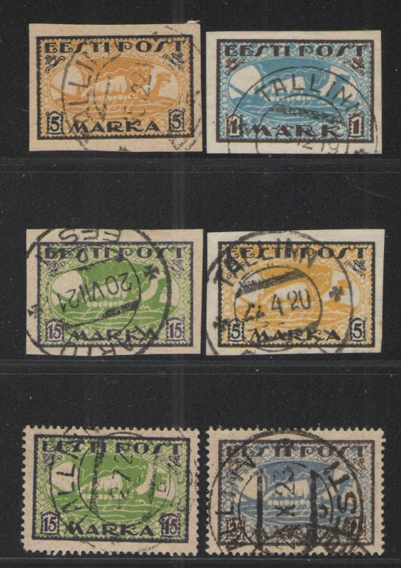 Estonia 1919-22 lot Used VG - Viking ship perf and Imperf issues