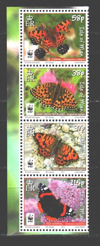 Isle Of Man. 2011. ai 1668,70,72,74 of series. WWF butterfly insect fauna. MNH.