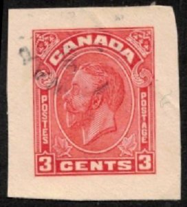 CANADA 1933 KING GEORGE V 3c #U48 VF USED CUT SQUARE FROM POSTAL STATIONERY