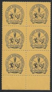 GB SCOTLAND CINDERELLA c1950s Scottish Radio Retailers Ass block of 6......55716