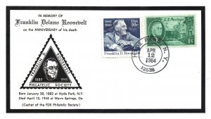 US EVENT CACHET COVER IN MEMORY OF FRANKLIN DELANO ROOSELVELT P.S. 1984