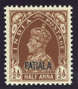 India - Patiala 1941 KGVI ½a red-brown (White gum) superb MNH. SG 99. Sc 99.