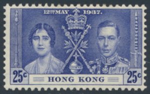 Hong Kong  SG 139  SC# 153   MH  Coronation 1937   see details & scans