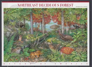 (F) USA #3899 Nature of America Northeast Deciduous Forest  Full Sheet VF Used