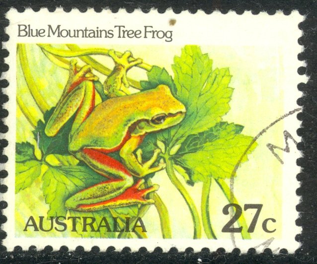 AUSTRALIA 1981-83 27c Blue Mountains Tree Frog P.13x13 1/2 Sc 790 VFU