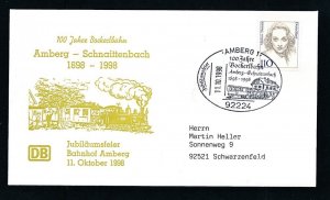 D456022 Germany Railroad Cover Centenary Bocklerbahn Amberg-Schnaittenbach