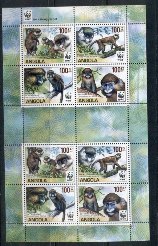 Angola 2011 WWF Primates, Guenons MS MUH
