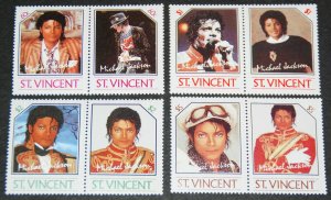 1985 St. Vincent set of Michael Jackson Postage stamps Sc# 894-7