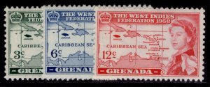 GRENADA QEII SG205-207, 1958 British Caribbean federation set, NH MINT. Cat £42.