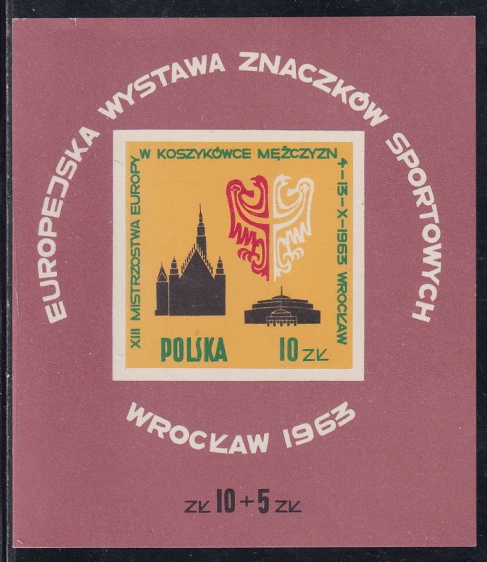 Poland 1963 Sc 1165 European Basketball Championships Stamp IMP SS MNH