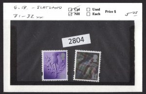 $1 World MNH Stamps (2804) GB Scotland, Scott 31-32,  Mint see image for details