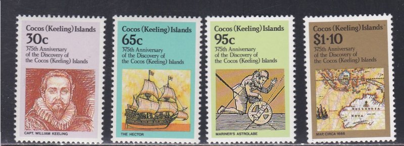 Cocos Islands # 115-118, Discovery 375th Anniversary, NH, 1/2 Cat.