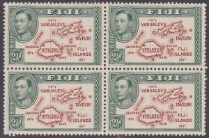 FIJI 1938-55 GVI 2½d perf 13½ SG256b - fresh MNH block of 4.................x276