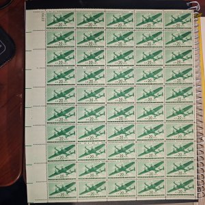 US C29 Full Sheet Mint 20cent Airmail Bright Green In VF-XF condition Nice Rack!