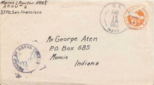 United States Fleet Post Office 6c Monoplane Air Envelope 1945 U.S. Navy, Avi...