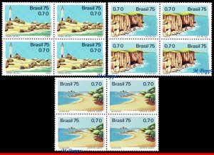 1418-20 BRAZIL 1975 TOURIST, LIGHTHOUSE, ARCHITECTURE, MI# 1514-16, BLOCK MNH