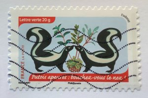 France 2014 Scott 4685 used -  Sense of Smell: Scared Skunk: Bock Your Nose!