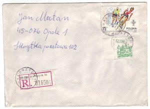 Registered cover Poland 1985 Olympic Games Los Angeles 1984 - Cycle racing