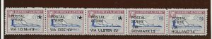 Cinderella GB Postal Strike, Alderney  strip of 5 Opt on 1/- planes  IOM etc MNH 