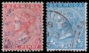 Bermuda Scott 1-2 (1865-66) Used H F-VF, CV $39.25 M