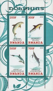 Dolphin Ocean  Life Tursiops Truncatus Souvenir Sheet of 4 Stamps Mint NH