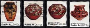 SC#1706-09 13¢ Pueblo Pottery Singles (1977) Used