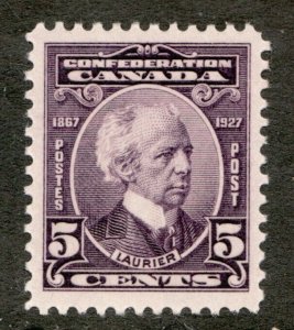 1927 Canada #144 - Confederation Sir Wilfrid Laurier - MH 5¢ postage stamp Cv $6