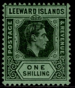 LEEWARD ISLANDS GVI SG110b, 1s black/emerald, NH MINT.