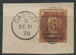GB SG 43-44 on piece Pl 199 SC# 33 163  Cardiff cancel  DE 31 78 see scans