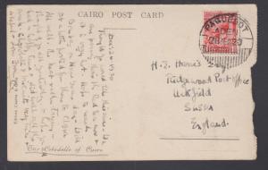 Great Britain Sc 160 on 1920 Paquebot PPC, Aden to Sussex, The Cairo Citadelle