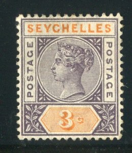 SEYCHELLES; 1893 classic QV issue fine Mint hinged 3c. value