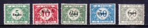 GERMANY — SCOTT 1NJ1-1NJ5 — 1920 EUPEN OVPT. POSTAGE DUE SET — USED — SCV $27