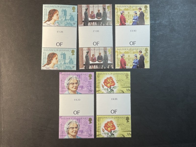 GUERNSEY # 274-278-MINT NEVER/HINGED--COMPLETE SET OF GUTTER PAIRS--1984