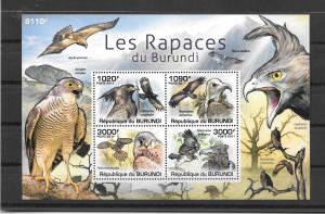 BURUNDI MNH SOUV.SHEET SC#866 BIRDS OF PREY SCV$15.00