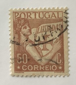 Portugal 1931-38 Scott 508 used - 50c, Portugal holding a volume of the Lusiadas
