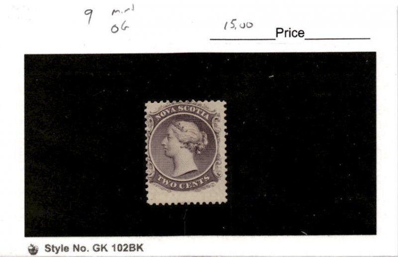 Nova Scotia, Postage Stamp, #9 Mint Hinged, 1860 Queen Victoria (AD)